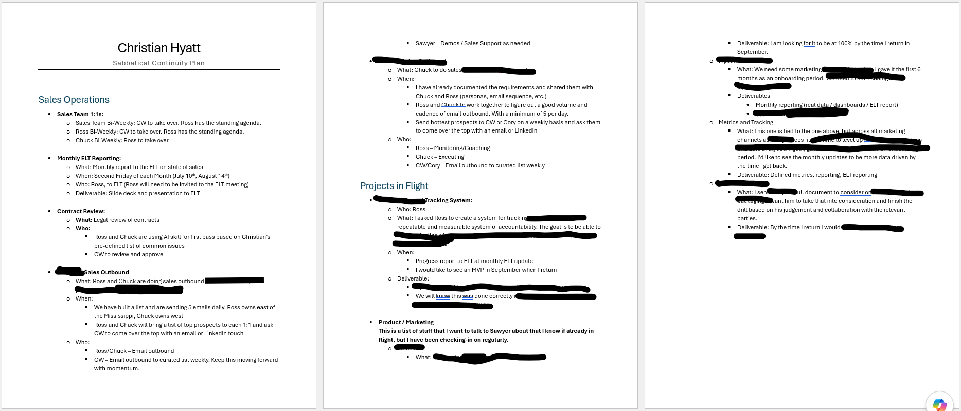 christian hyatt sabbatical continuity plan
